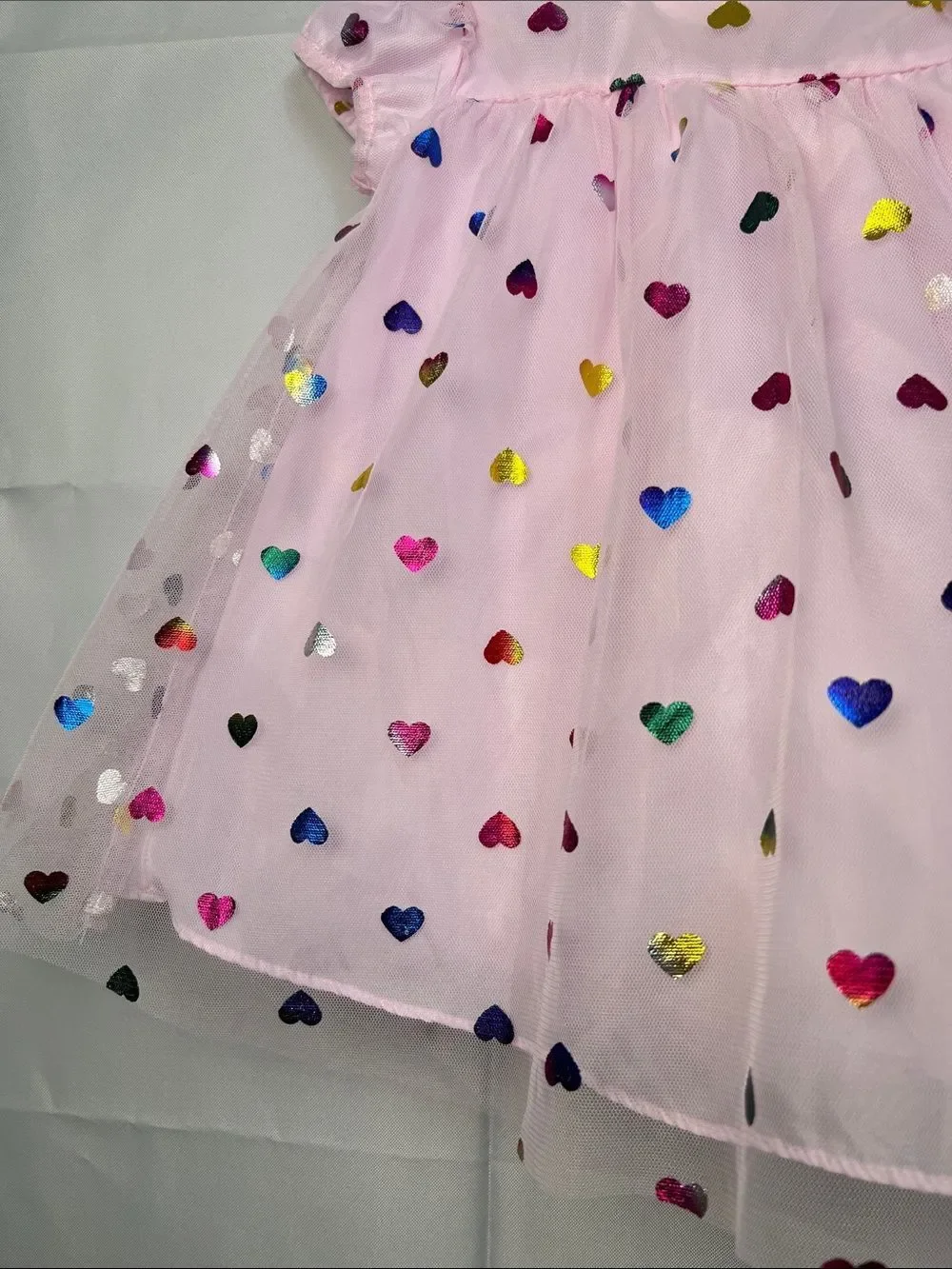 Mia & Mimi pink Tulle party dress with heart accents size 12 months like new!